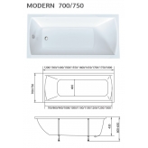 Акриловая ванна Marka One MODERN 155x70