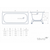 Стальная ванна Tevro 170x70